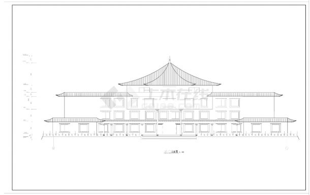 某地三层框架结构藏式综合教学楼建筑CAD施工图-图二