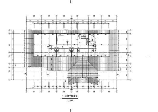 某商业街2400平米3层框架结构仿古休闲会所建筑设计CAD图纸-图一