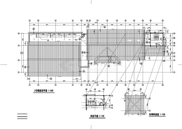 2500平米3层框架结构仿古风格商务酒店建筑设计CAD图纸-图一