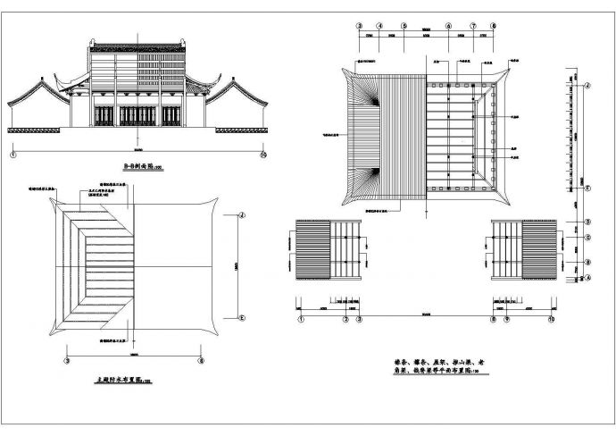 大连市某道观景区内部单层财神殿建筑设计CAD图纸_图1