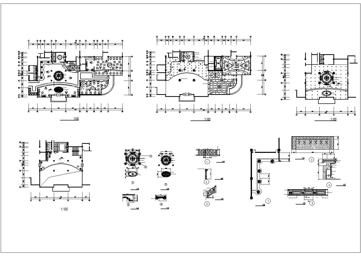 长51.6米 宽24.6米 二层西餐厅CAD室内装修平面天花图