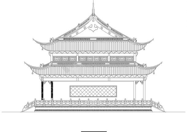 西安市某寺庙内部钢混框架结构大雄宝殿平立面设计CAD图纸-图二