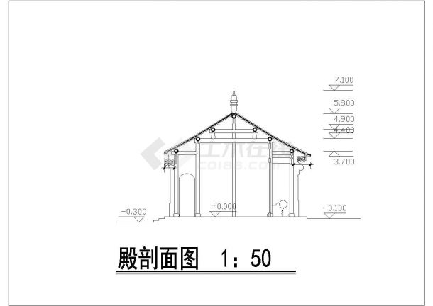 南京市某文化景区内部仿古大殿建筑设计CAD图纸-图一
