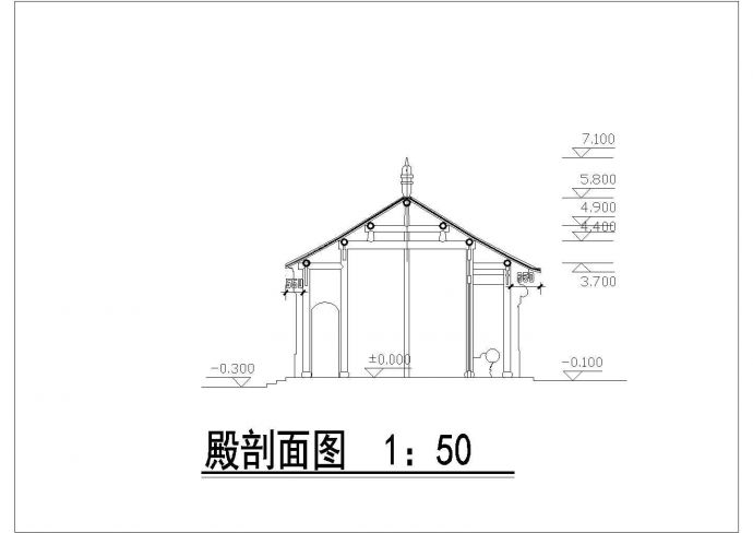 南京市某文化景区内部仿古大殿建筑设计CAD图纸_图1