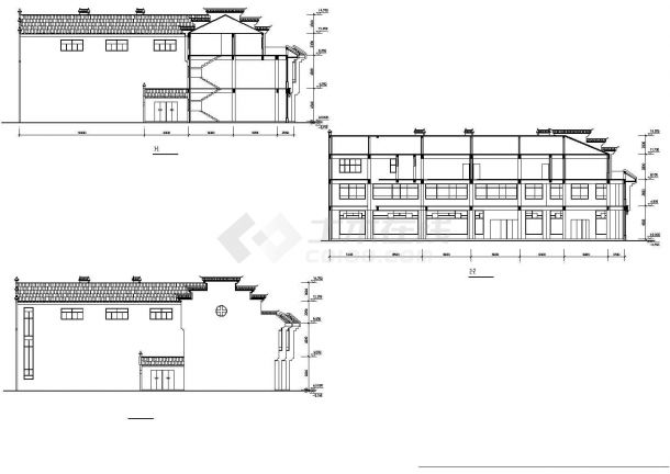 3600平米3层框架结构仿古商业办公楼建筑设计CAD图纸-图一