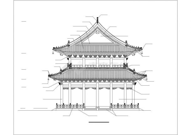 汉中市某寺庙内部仿古大雄宝殿全套建筑设计CAD图纸-图一