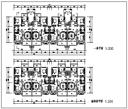 公寓设计_某四层安居型农村公寓建筑施工cad图纸-图二