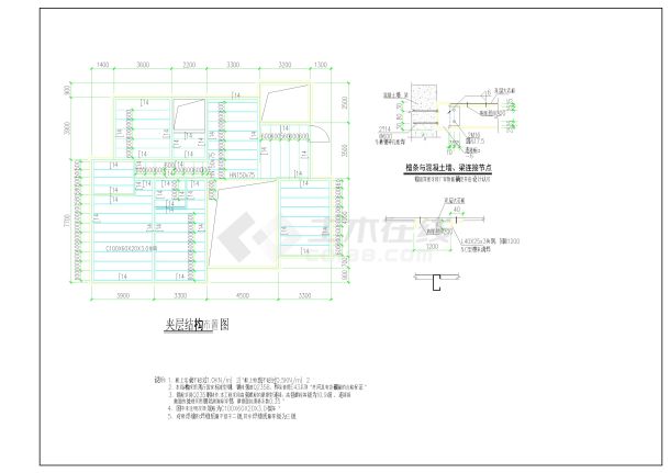 原混凝土框架结构阁楼花纹钢板加层施工图-图一