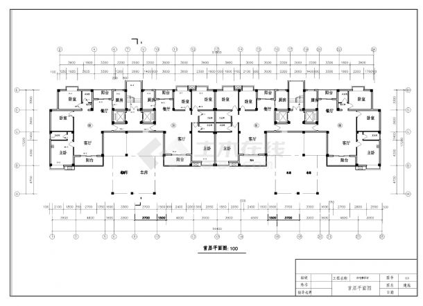 某小区十层住宅楼全套设计cad图纸-图二