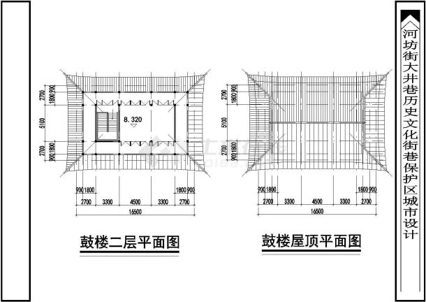 扬州市某文化公园2层仿古城楼建筑设计CAD图纸-图一