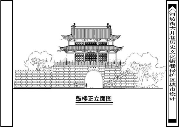 扬州市某文化公园2层仿古城楼建筑设计CAD图纸-图二