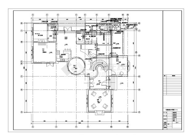 2层独立别墅给排水工程CAD图纸-图一