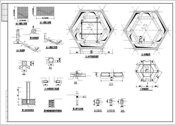 某中式重檐仿古亭CAD结构设计图纸_图1