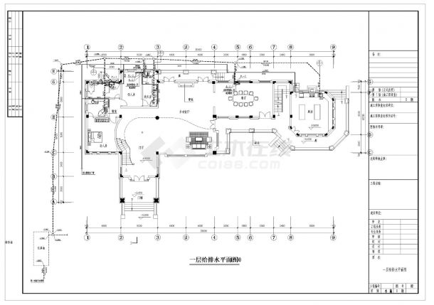 3层私人别墅给排水工程CAD图纸-图二