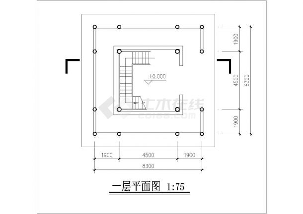 重庆市某寺庙内部3层框架结构仿古宝塔建筑设计CAD图纸-图一