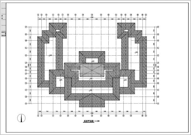 2800平米3层框架结构仿古休闲民宿酒店建筑设计CAD图纸-图一