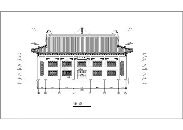 无锡市某寺庙内部仿古天王殿全套建筑设计CAD图纸-图二