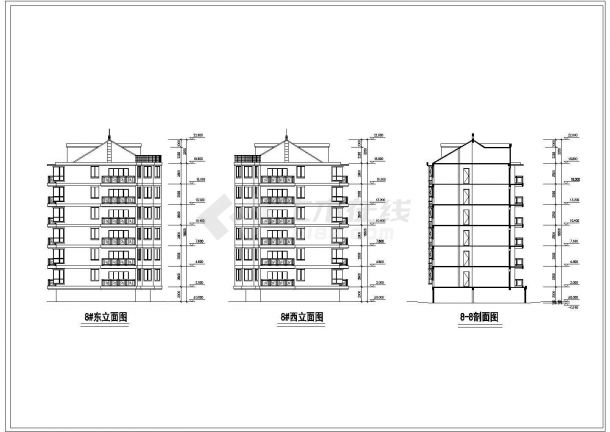 宁波市某市政单位家属院6层砖混住宅楼建筑设计CAD图纸（含架空层）-图一