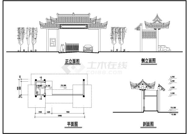 某中式古建筑CAD建筑设计施工图纸-图一