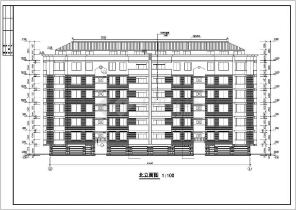 滁州某小区3200平6层砖混结构公寓住宅楼建筑设计CAD图纸（一层为车库）-图二