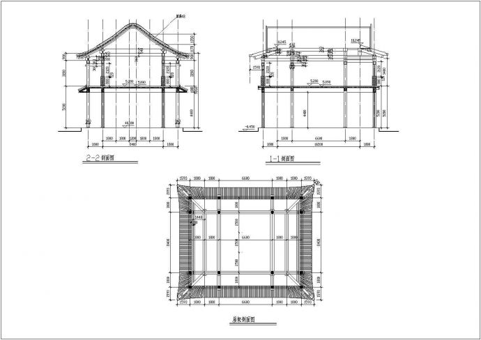 中式外观多层别墅楼全套施工设计cad图纸_图1