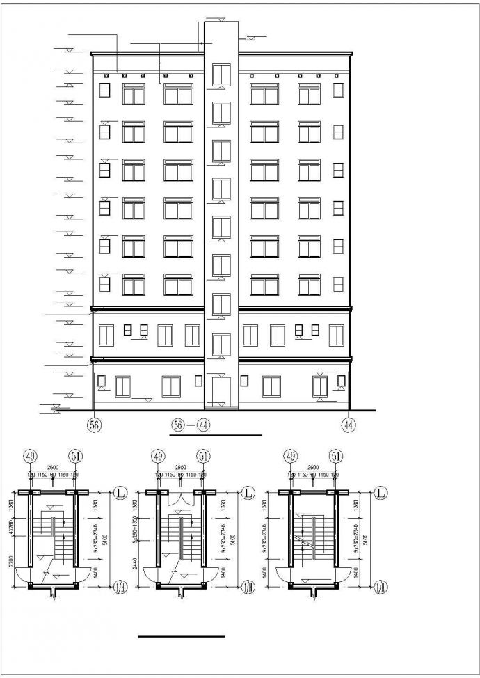 3000平米左右8层框混结构商住楼建筑设计CAD图纸（1-2层商用）_图1