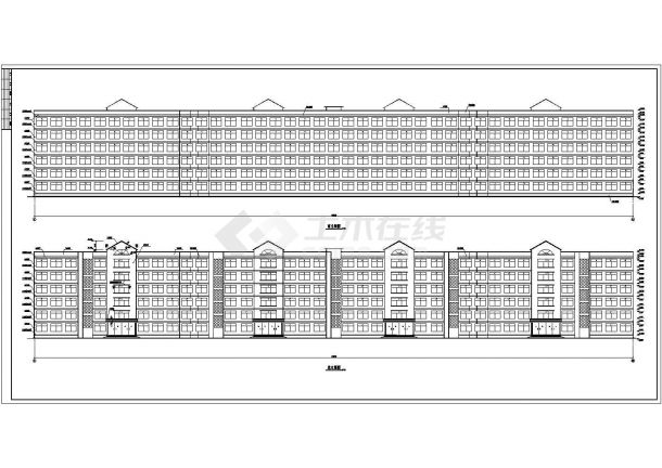 某二层框架结构学生公寓楼设计cad建筑方案图（标注详细）-图一