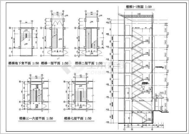 某七层框架结构学生公寓楼设计cad全套建筑施工图（大院设计）-图一