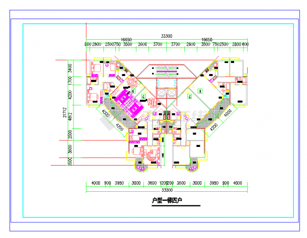 某地区的住宅楼详细平面CAD施工图纸-图一
