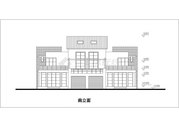 建筑面积约234.57平方联体别墅全套cad施工图纸，，共三张-图一