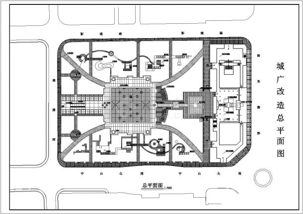 某综合文化中心广场绿化全套规划设计施工CAD图纸-图一