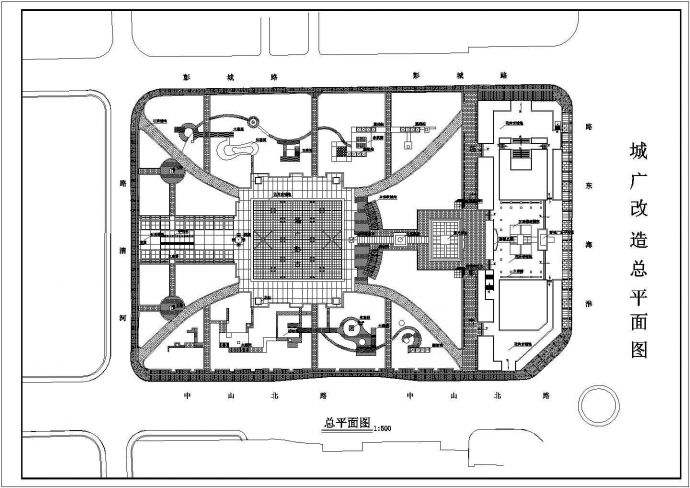 某综合文化中心广场绿化全套规划设计施工CAD图纸_图1