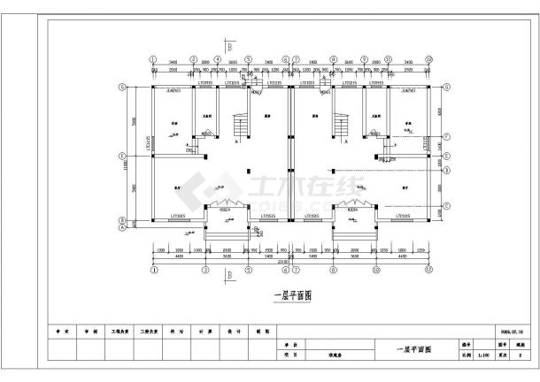 某地上三层联体别墅建筑结构设计CAD图纸-图二