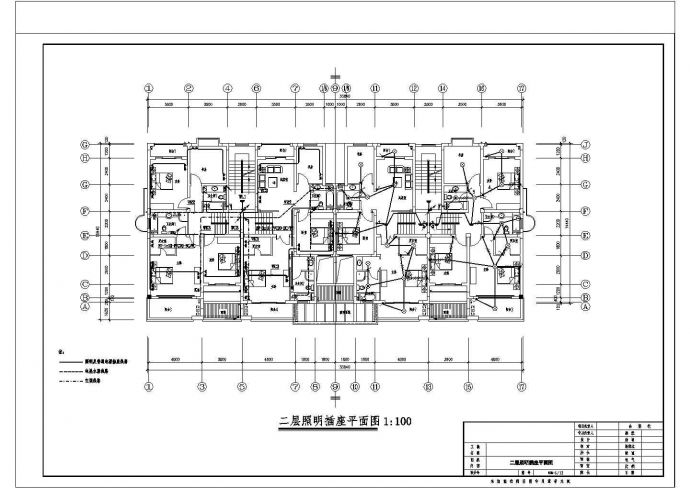 某四层联体别墅电气平面CAD图纸设计_图1