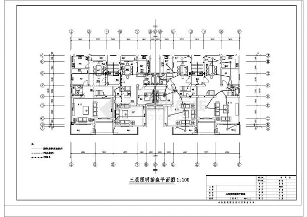 某四层联体别墅电气平面CAD图纸设计-图二