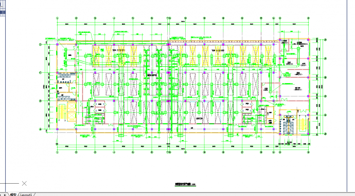 某地多层洁净厂房空调系统cad平面布置施工图纸_图1