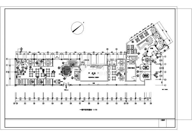 某住宅小区会所经典中式餐厅建筑施工图，32张图纸-图二