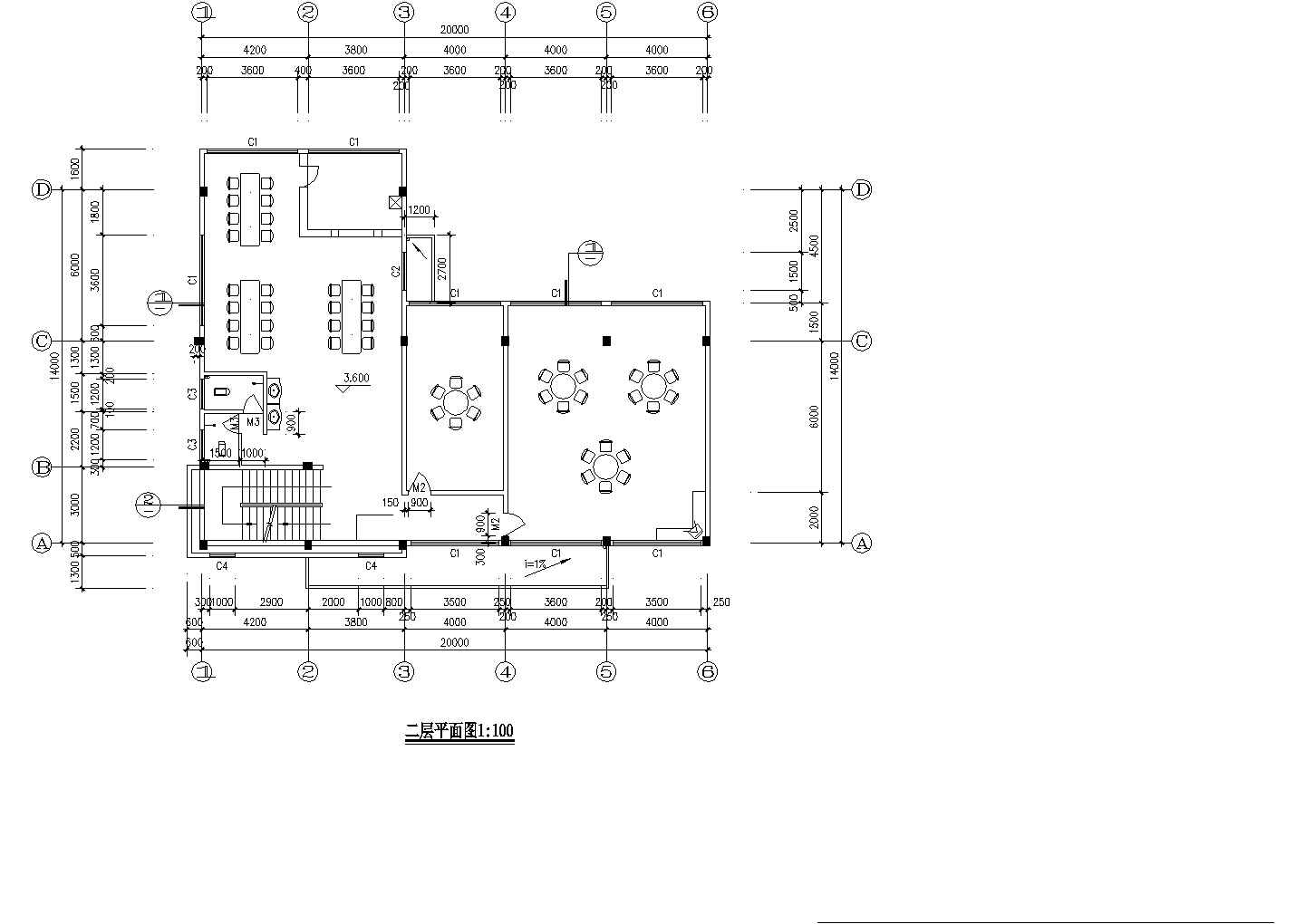 某宿舍餐厅CAD室内装修设计施工图