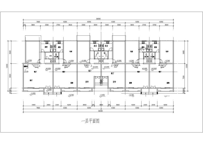 泗阳某区三层联体别墅建筑平面设计cad图纸，共3张_图1