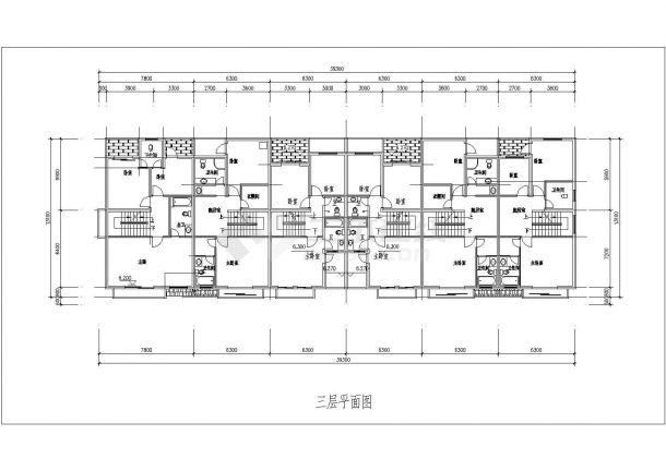 泗阳某区三层联体别墅建筑平面设计cad图纸，共3张-图二