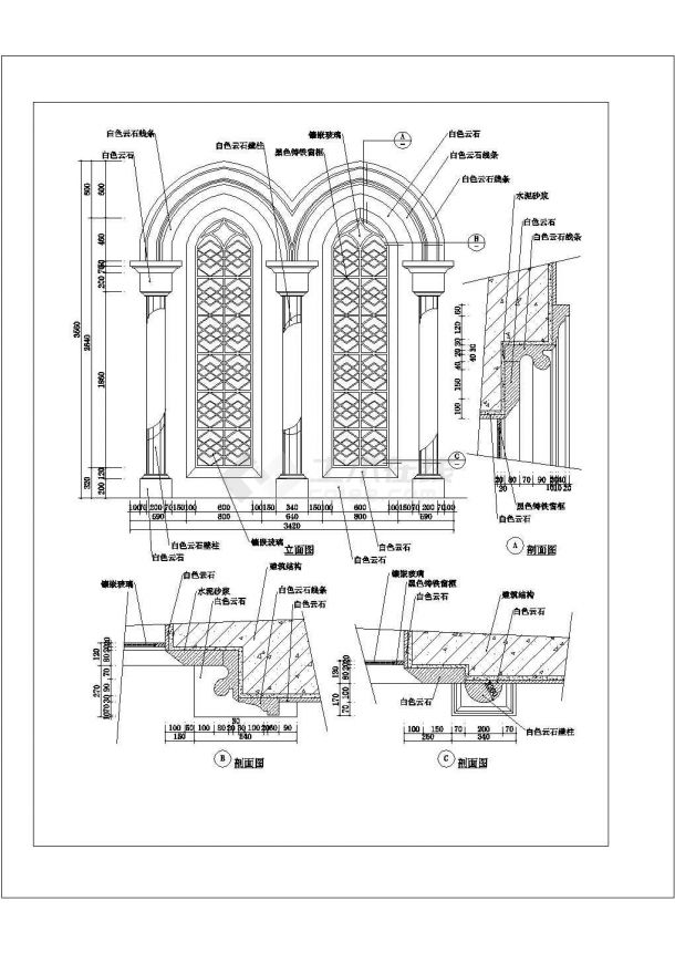 多种类型门窗施工CAD详图-图一