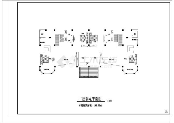 两层联体别墅电气施工cad图设计-图二