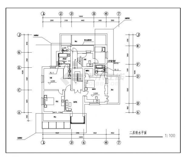 2层私人别墅给排水工程CAD图纸-图一