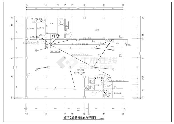 某地下人防车库电气工程CAD图纸-图二