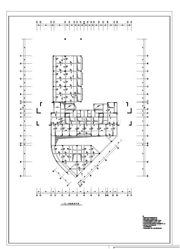 某高层住宅楼框剪结构布置施工CAD详图-图一