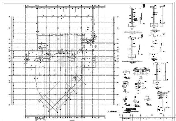 某高层住宅楼框剪结构布置施工CAD详图-图二