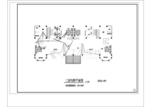 两层联体别墅电气施工图（cad，9张图纸）-图一