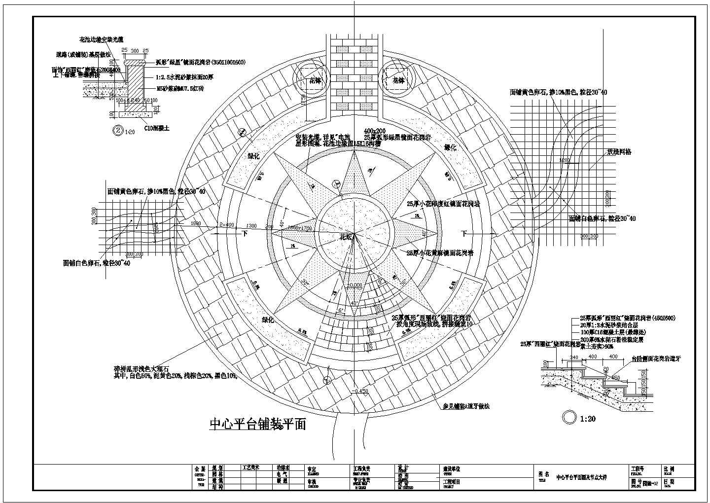 某南方城市亚洲小广场绿化项目规划设计施工CAD图纸