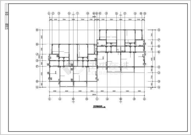 多层框架结构住宅楼结构设计图（长29.6米 宽18米）-图一