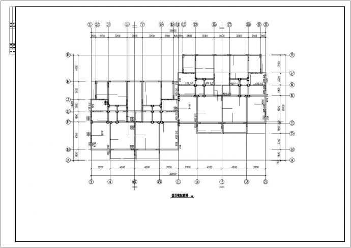 多层框架结构住宅楼结构设计图（长29.6米 宽18米）_图1